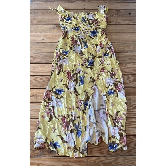 Reformation 100% Silk Floral Midi Dress Size 8 Women’s Yellow - Picture 1 of 7
